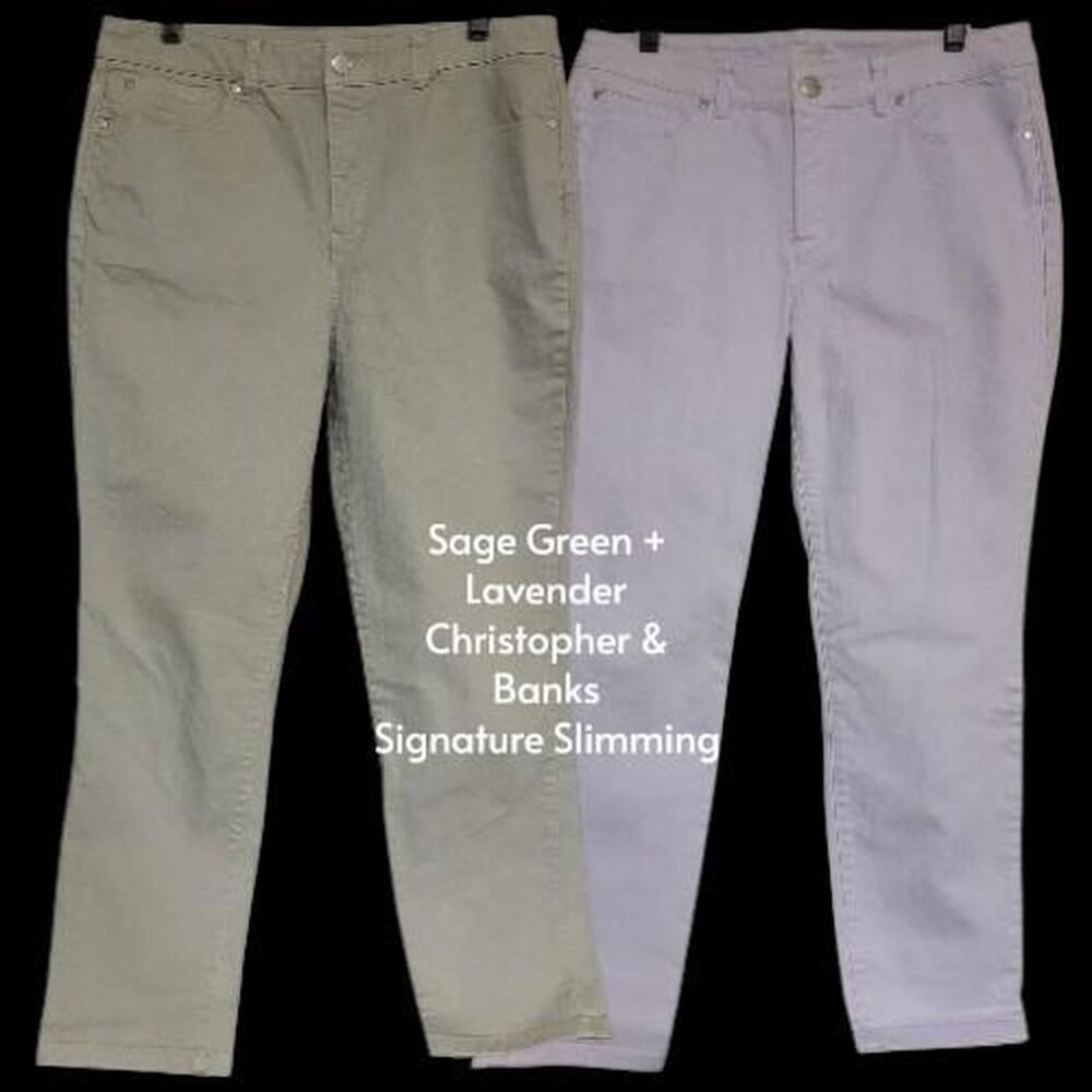Set of 2 - Sage + Lavender Christopher & Banks Signature Slimming Jeans Size 10
